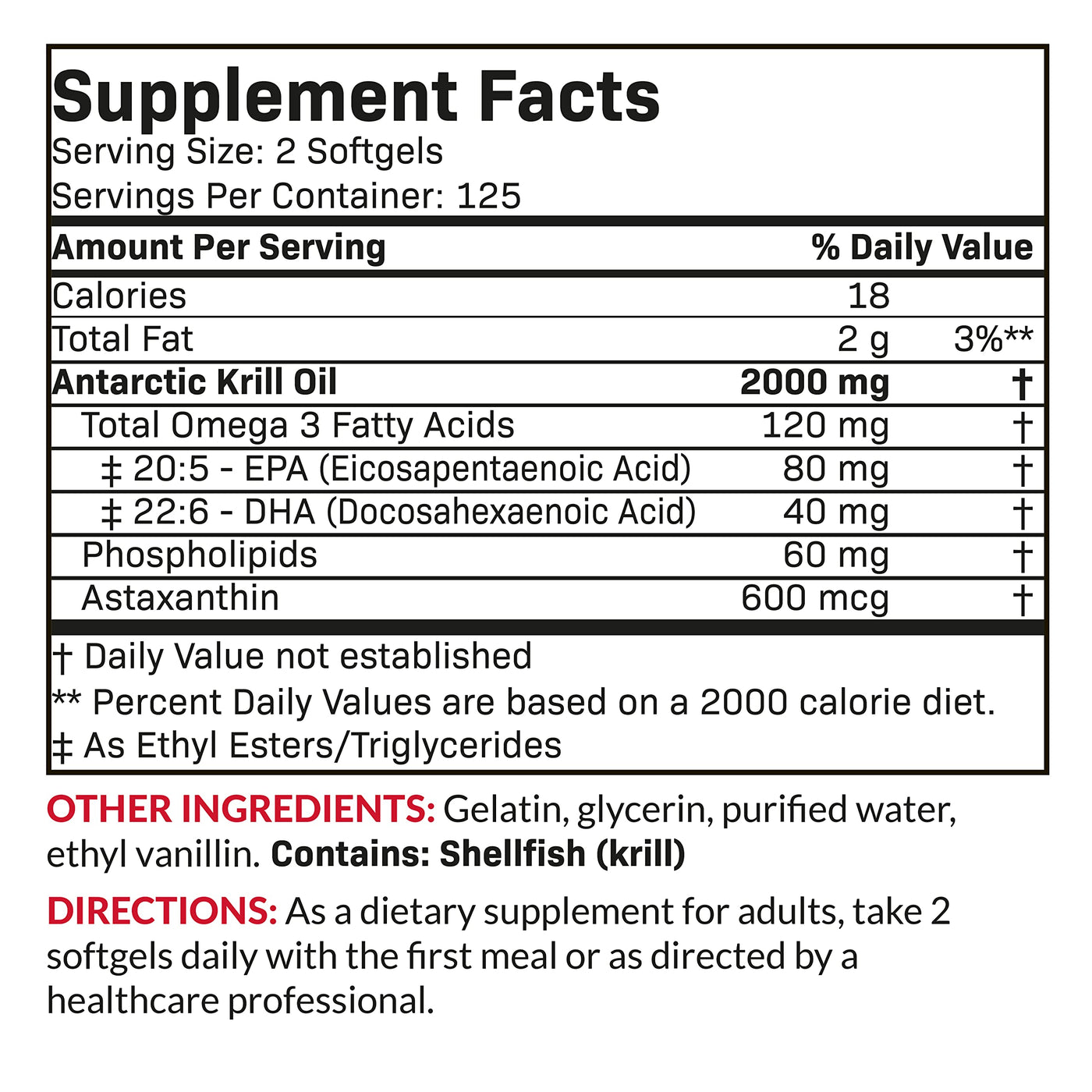 Antarctic Krill Oil 2000mg Extra Strength with Astaxanthin - Manu Honey