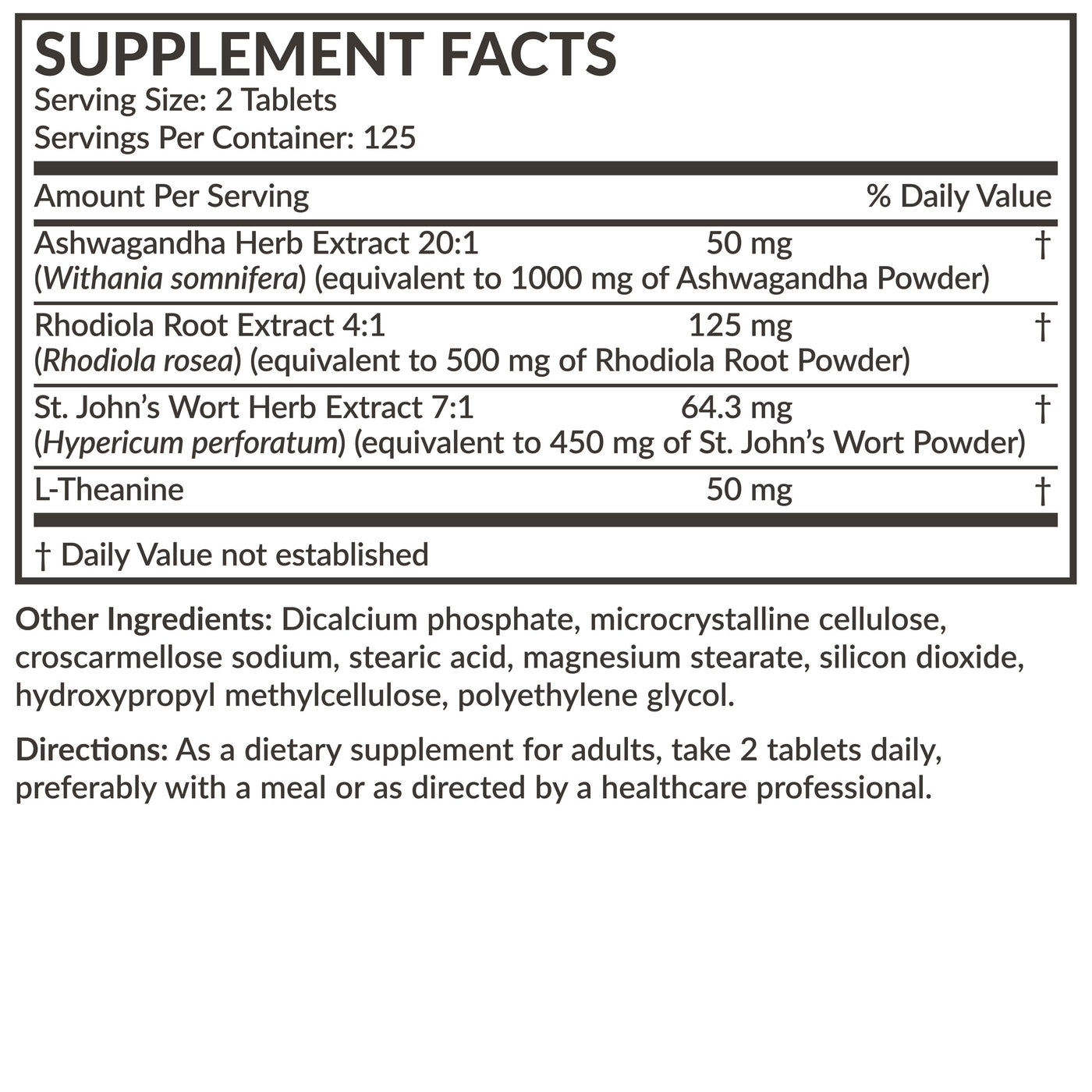 Chill Pill + Ashwagandha, Rhodiola, St. John’s Wort, & L-Theanine 2000 MG - Manu Honey