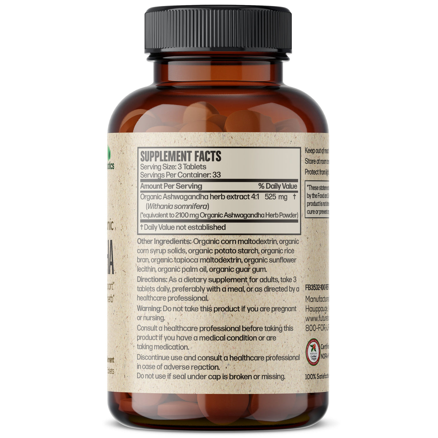 Certified Organic Ashwagandha 2100 MG per Serving - Manu Honey