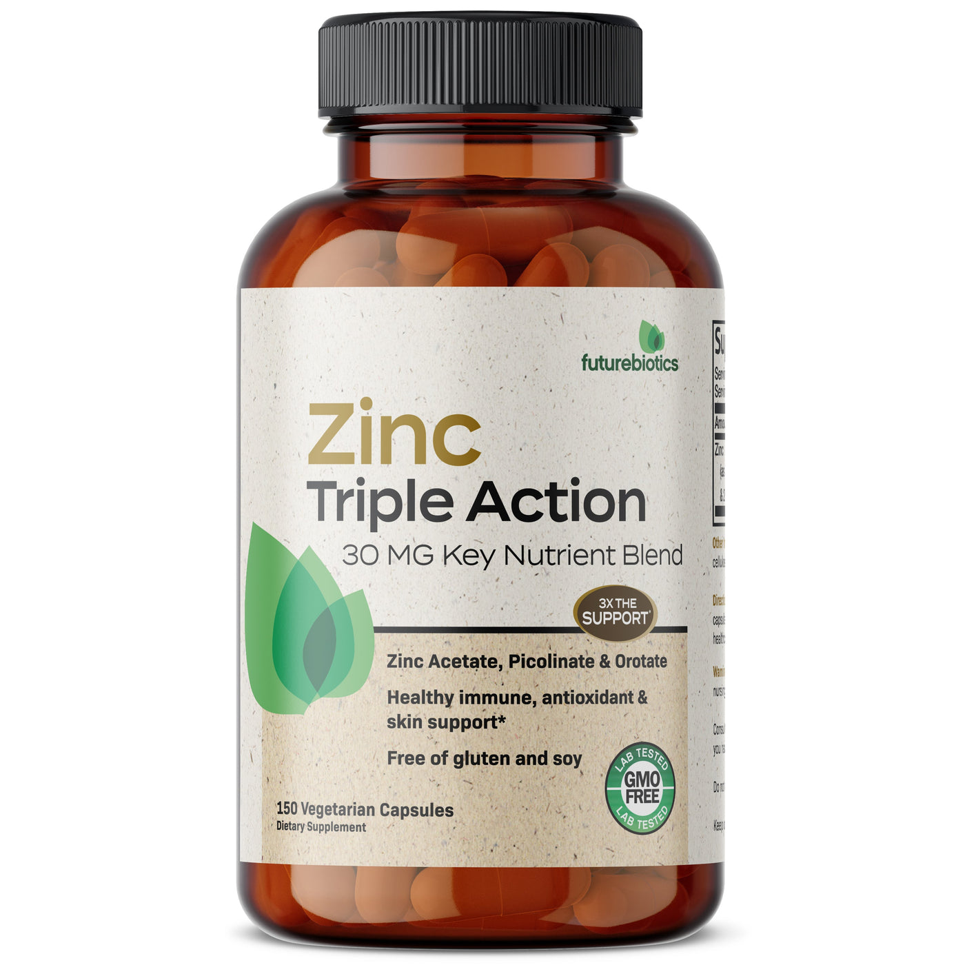 Zinc Triple Action 30mg Key Nutrient Blend, 150 Capsules - Manu Honey