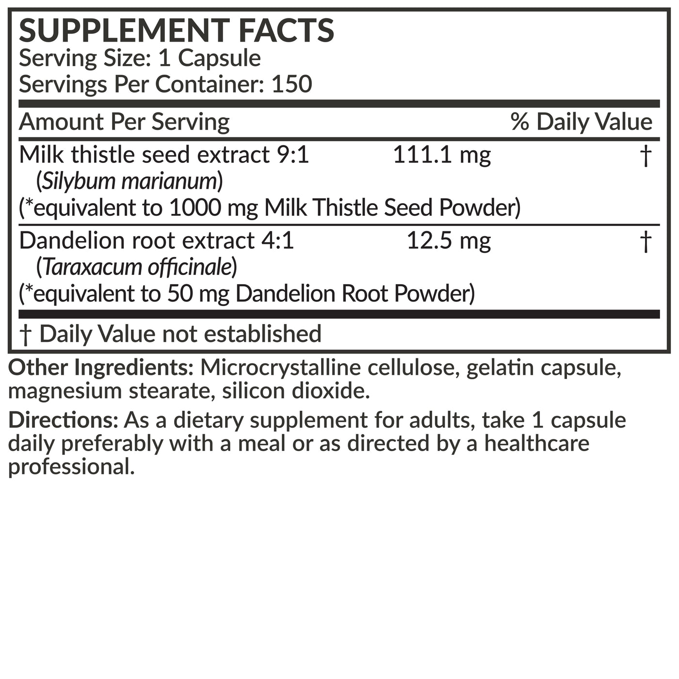 Milk Thistle 1000mg & Dandelion Root - Manu Honey