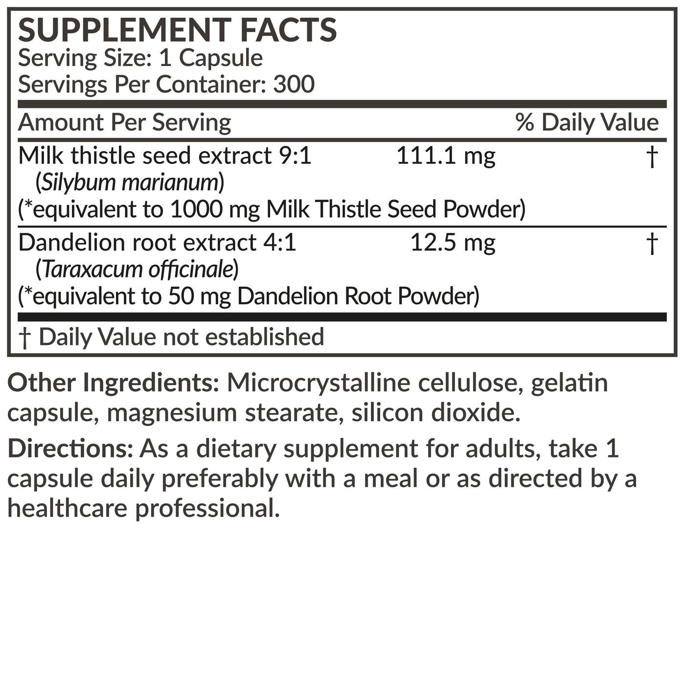 Milk Thistle 1000mg & Dandelion Root - Manu Honey