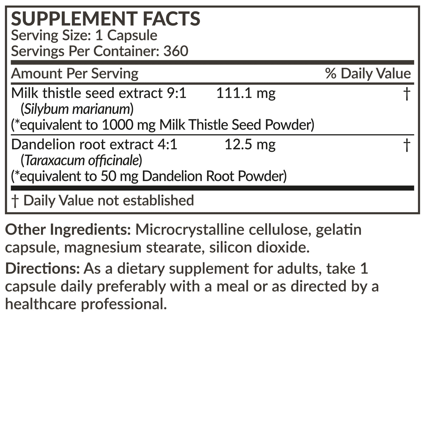 Milk Thistle 1000mg & Dandelion Root - Manu Honey