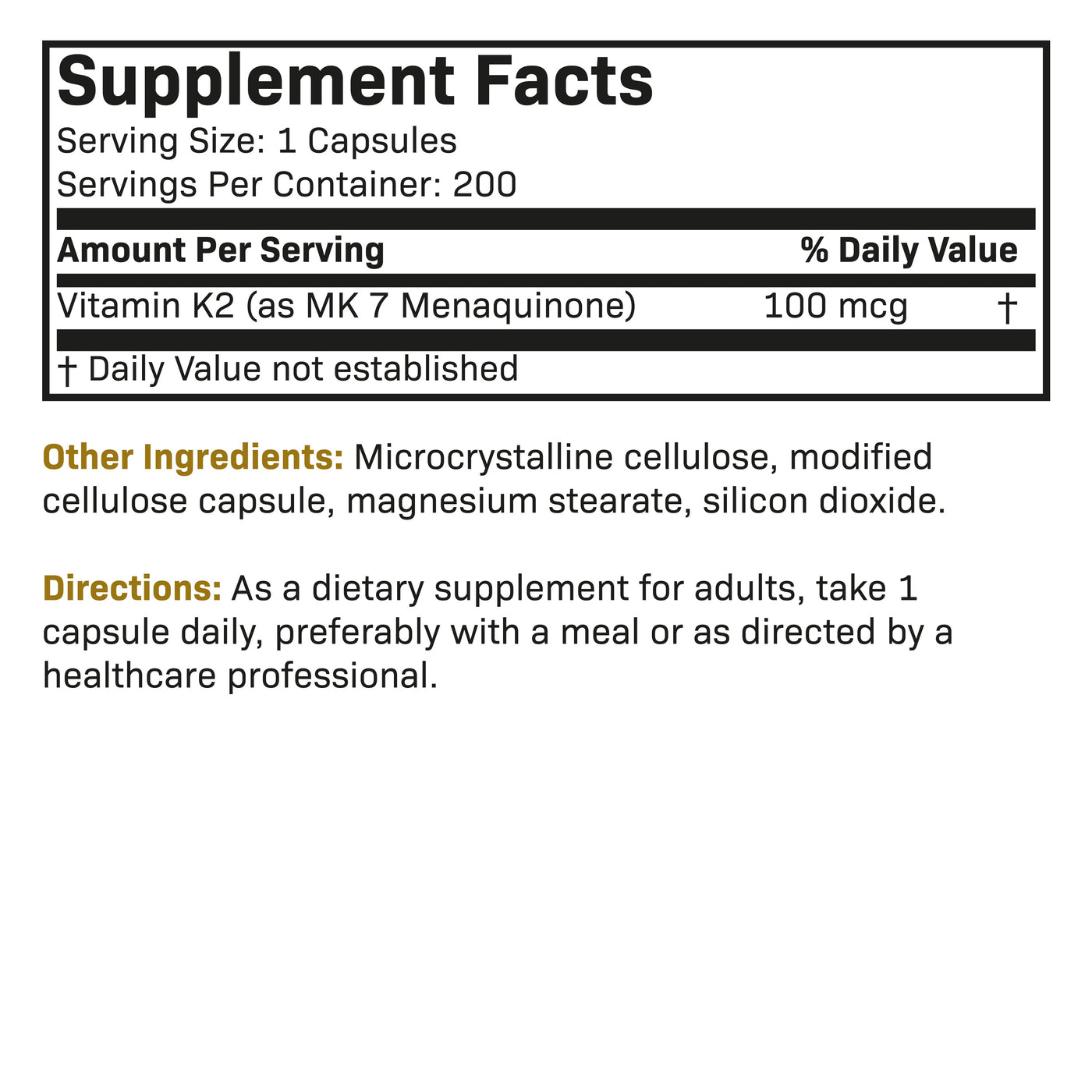 Vitamin K2 as MK-7 100 mcg - Manu Honey