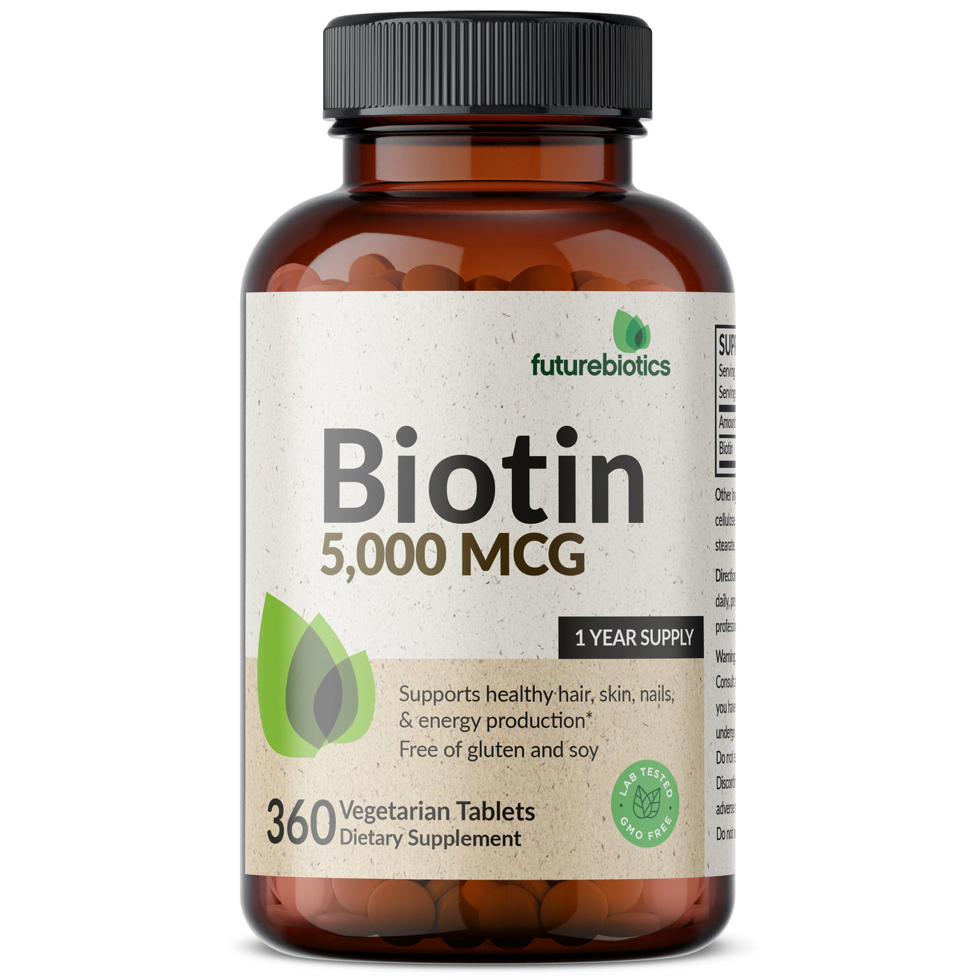 Biotin 5000 MCG, 360 Vegetarian Tablets (1 Year Supply) - Manu Honey