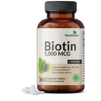 Biotin 5000 MCG, 360 Vegetarian Tablets (1 Year Supply) - Manu Honey