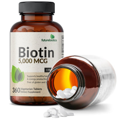 Biotin 5000 MCG, 360 Vegetarian Tablets (1 Year Supply) - Manu Honey