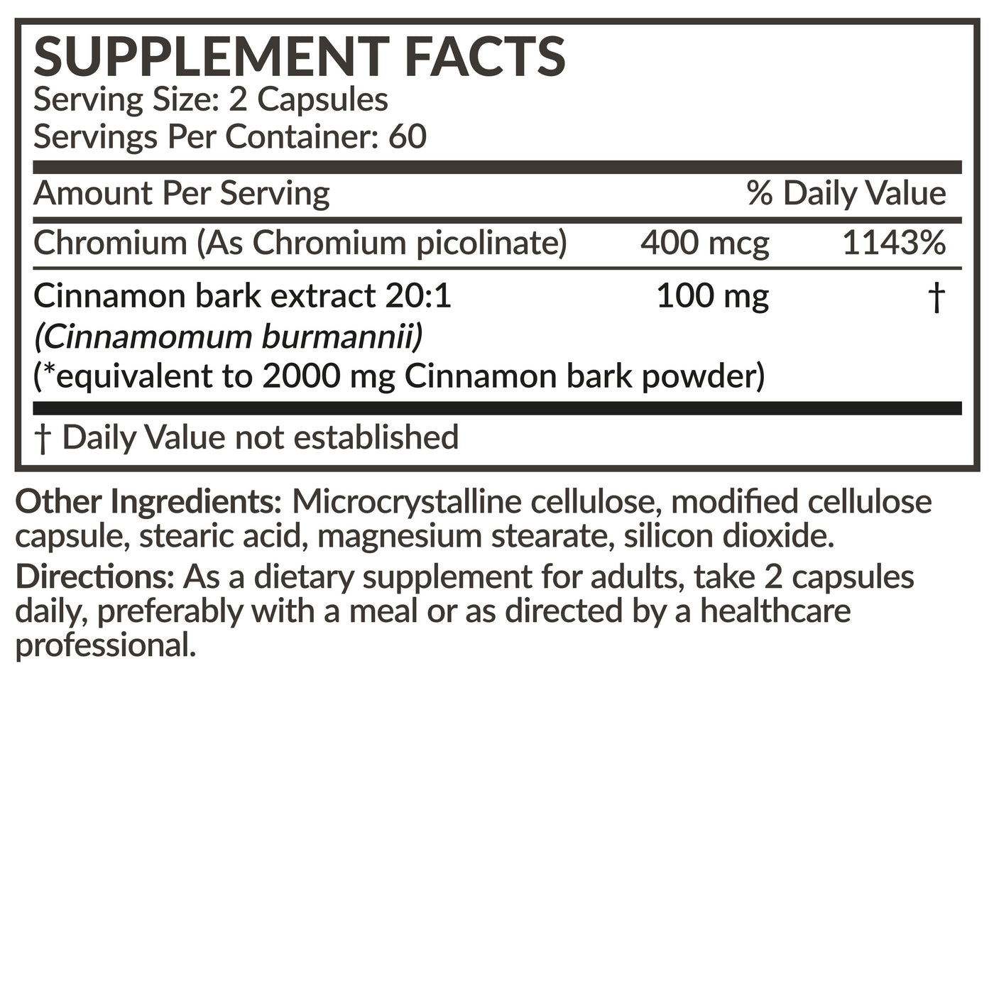 Cinnamon 2000 MG per Serving Plus Chromium - Manu Honey