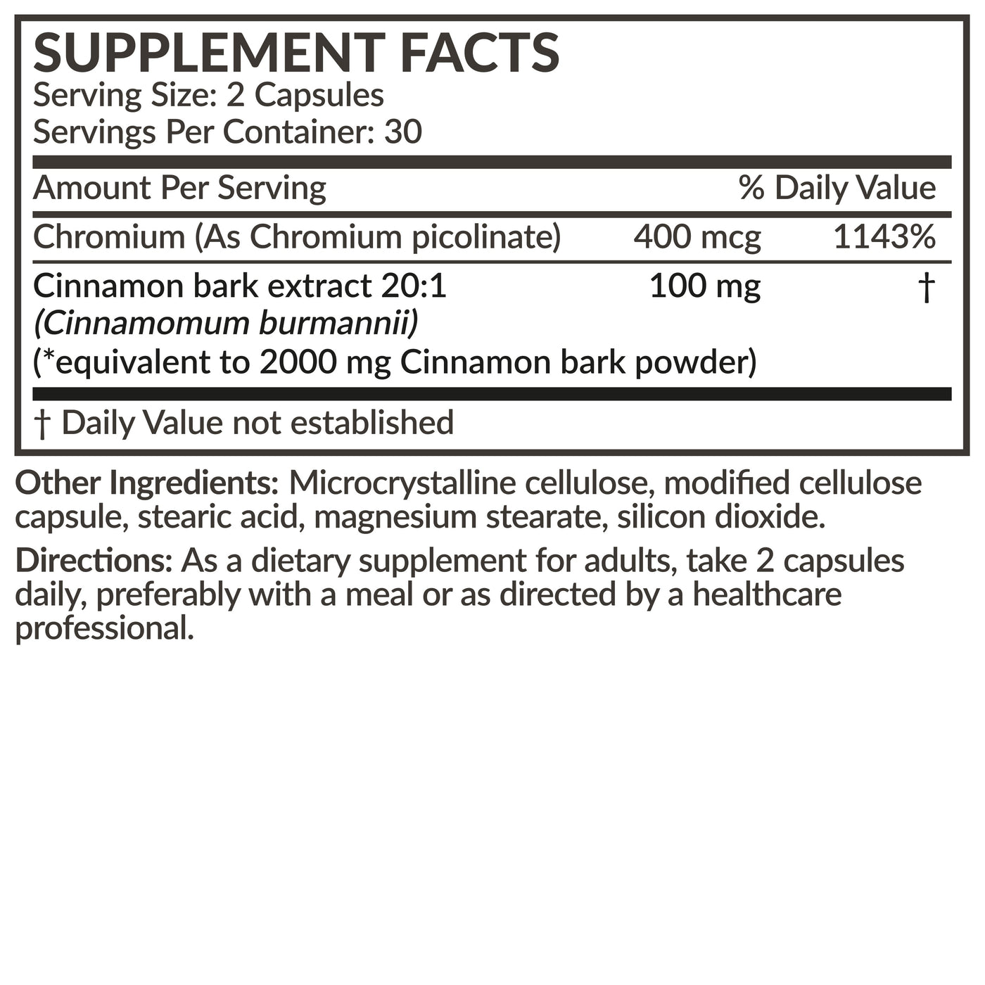 Cinnamon 2000 MG per Serving Plus Chromium - Manu Honey