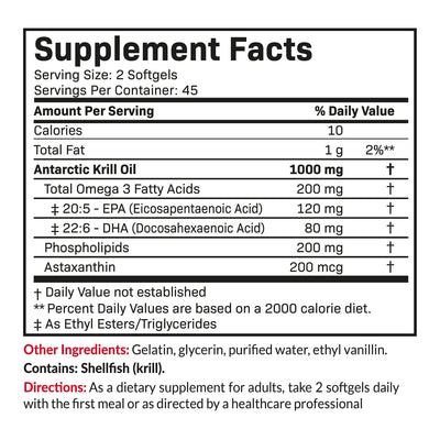 Antarctic Krill Oil 1000 MG with Astaxanthin - Manu Honey