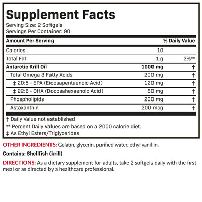 Antarctic Krill Oil 1000 MG with Astaxanthin - Manu Honey