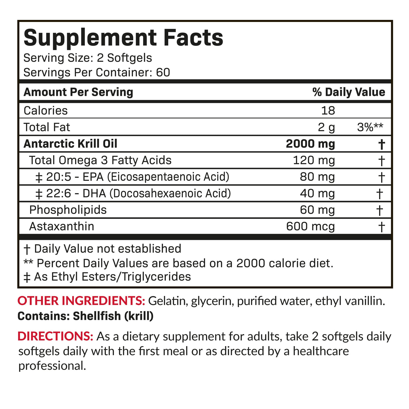 Antarctic Krill Oil 2000mg Extra Strength with Astaxanthin - Manu Honey